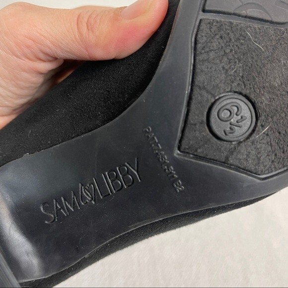 Sam & Libby Black Vegan Suede Heeled Booties 6.5 - Picture 6 of 8